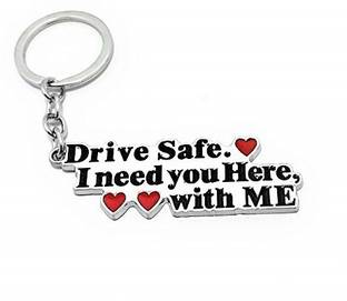 Tech Fashion Silver Metal Sweet Drive Safe I Need You Here with Me New Key Chain