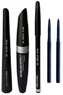 BR Belle Rosa Eyebrow Pencil Black & Liquid EyeLiner & Mascara & kajal 2 pcs