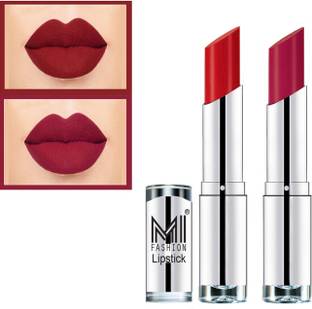 MI FASHION Rich Colors Cr�me Matte Smooth Lipstick Combo Made in India Long Lasting Set of 2 Code no 1489