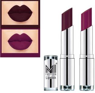 MI FASHION Rich Colors Cr�me Matte Smooth Lipstick Combo Made in India Long Lasting Set of 2 Code no 1465