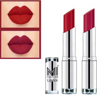 MI FASHION Rich Colors Cr�me Matte Smooth Lipstick Combo Made in India Long Lasting Set of 2 Code no 1495
