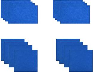 SWHF BLue Linen Reversible Cocktail/Napkin Sets, 4 Seater Dining Table Placemat Set Blue Cloth Napkins