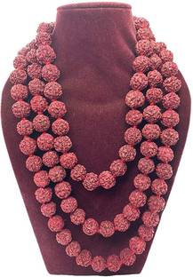 MUKTIRUDRRA 100% Natural & Original 108 + 1 Big Beads 5 Mukhi Rudraksha Mala Lab Tested with Certificate Wood Chain