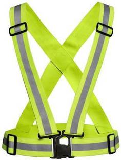 HyperTrex Safe High Visibility Protective Safety Reflective Vest Belt Jacket, Night Cycling Reflector Strips Cross Belt Stripes Adjustable Vest Safety Jacket Safety Jacket