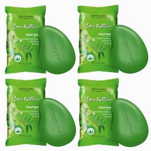Oriflame Sweden Love Nature Soap Bar - Antibacterial Neem & Basil (4 x 75 g)