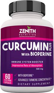 Zenith Nutrition Curcumin Plus with Bioperine 500 mg - 60 Veg Capsules | Lab tested