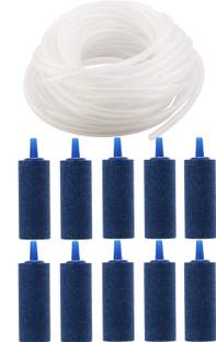 Jainsons Pet Products 2 inch Cylinder Air Stone and 10 Meter Pipe for Aquarium Fish Tank. Suitable for Home Aquarium and Biofloc and Fish Farming/Durable Air Stone Bubble Diffuser with Pipe Aquarium Tool