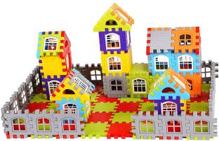 ब्लैक बर्ड Big Size House Building Blocks with Windows & Smooth Rounded Edges Block Educational Game for Kids (72 Blocks + 35 Windows) -Multicolor