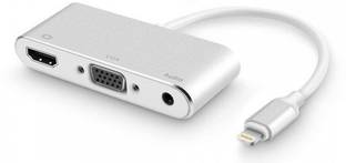 microware HDMI Adapter 0.5 m 3 IN 1 LIGHTNING TO HMI/VGA/AUDIO ADAPTOR 0.5 m HDMI Cable