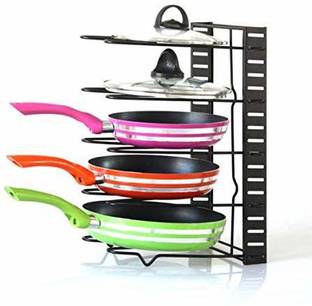 kunjsale Utensil Kitchen Rack Iron Height Adjustable Kitchen Cookware Organizer Pan Rack Holder,