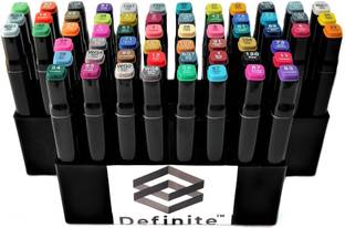Definite Touch Cool Dual Tip Art Marker Highlighter Pen Set- Fine and Chisel Tips, 60 Colors Artist Highlighter Markers Ideal for Manga and Impressions for Students, Artists, Cartoonists