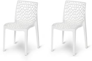 RW REST WELL Web Designer Plastic Chairs (Set of 2, White) Plastic Outdoor Chair