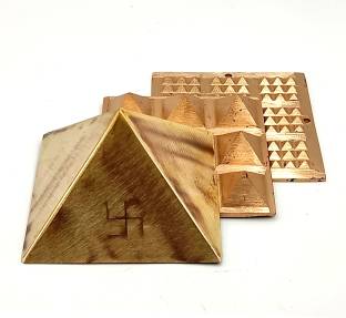 Plus Value Copper Vastu Pyramid for Positive Vaastu Energy Vibration Home, Office Decorative Showpiece  -  6.5 cm