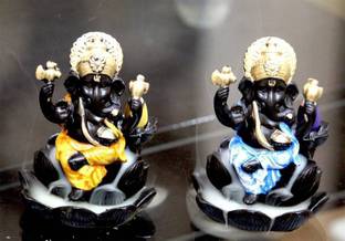 BECKON VENTURE Handicrafted Smoke Ganesha Water Fountain Backflow incense burner with 10 Smoke Backflow Incense Cone in Incense Sticks for home Smoke ganesh in Religious Idols |Lord Ganesha Idols for home decor|table decoration items|Ganesha Statue|statue for car|statue of gods|Ganesha idol for car dashboard, gifts, home & Showpiece & Figurnies|ganesh Murti| ganeshjimurti |Showpiece gift sets Showpiece & Figurnies|Showpieces in home| Decorative Showpiece  -  12 cm