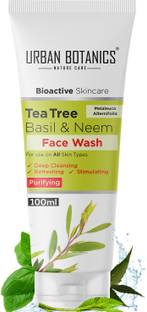 UrbanBotanics Tea Tree, Neem & Basil - For Normal, Oily & Acne Prone Skin - SLS/Paraben Face Wash