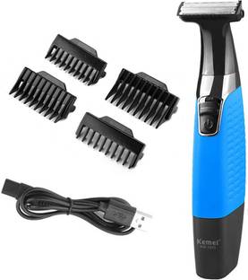 Kemei KM-1910 Rechargeable Waterproof Dual side Blade Facial Trimmer Eyebrow Trimmer With USB Cord Trimmer 120 min  Runtime 4 Length Settings