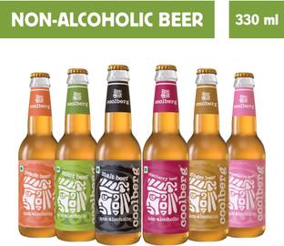 coolberg Non Alcoholic Beer Assorted Flavors - Pack of 6 (1x330ml Each) Peach, Mint, Malt, Cranberry, Ginger & Strawberry Glass Bottle