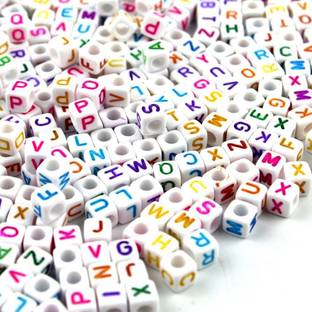 BBS DEAL 350 Pieces 6mm DIY White Colorful Acrylic Alphabet Letter Cube Beads for jewelry making, Bracelets, Necklaces,Children's Educational Toys, Key Chains and Kids Jewelry