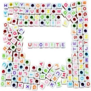 BBS DEAL 300 Pieces 6mm DIY White Colorful Acrylic Alphabet Letter Cube Beads for jewelry making, Bracelets, Necklaces,Children's Educational Toys, Key Chains and Kids Jewelry