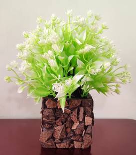 BK Mart Great For Home/Shop/Office/Gift Table Flower with Coconut Pot Bonsai Wild Artificial Plant  with Pot