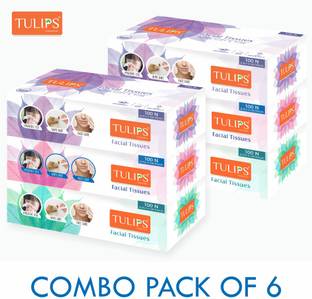 Tulips Facial Dry Tissue Paper, Super Soft, Super Absorbent & 100% Pure