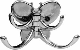 Goldstores Robe Hook - Stainless Steel Bath Butterfly 2 Tone Robe Hook-Bathroom Towel Holder, Coat Hook -Pack of 1-(Chrome Finish) Silver Towel Holder