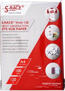 S-RACE Vivid Dye Sublimation Paper 120GSM (A4 size, 100 sheets, 210x297mm) Dye Sublimation Paper A4 120 gsm Sublimation Mug Printing Paper