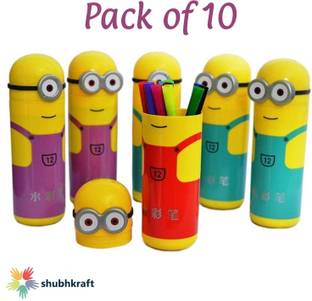 ShubhKraft Cartoon Shape Pencil Box Having Sketch Pen Stationary Kit Birthday Party Return Gift for Kids Super fine nib Nib Sketch Pens