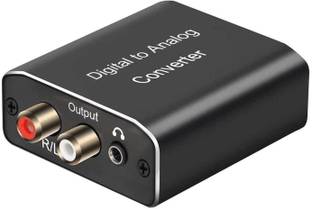 microware  TV-out Cable Digital to Analog Audio Converter, 192Khz DAC Audio Aluminum Digital Coaxial Toslink Spdif Optical to R/L and 3.5mm Jack Audio DAC Converter Adapter with Fiber Cable