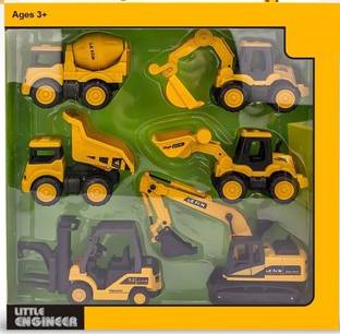 Galactic Toys Excavator Bulldozer Truck for Kids, Construction Tractor Toys, Engineer Caterpillar Construction Vehicle Sets of 6, Toy Truck Machine, Movable Claw Loader Digger Trucks Toys for Boys (Little Engineer 6pc) (Set of 6), (Multicolor, Pack of: 1)