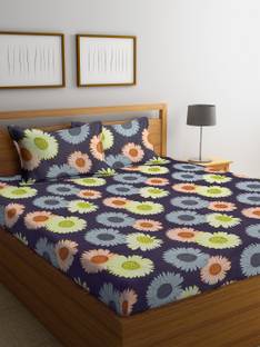 Home Sizzler Microfiber Double Flat 144 TC Floral Bedsheet
