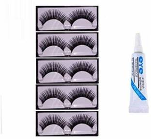 AVEU False Eyelashes 5 Pcs With 1 Pcs Eyelash Glue (Eye combo)