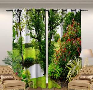 DHRUV HANDLOOM 150 cm (5 ft) पॉलिएस्टर खिड़की पर्दा (2  का पैक)
