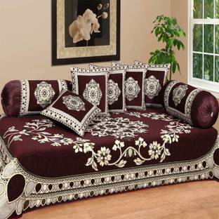 AK Decor Velvet Floral Diwan Set