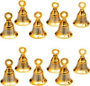 AROHA Studio Pooja Mandir Bell 1.5 Inch Decorative Bell (Gold Silver, Pack of 12) Gold Plated Pooja Bell
