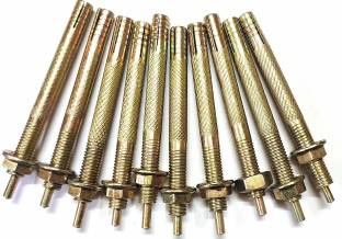 A C Engineers Nut & Bolt Set Zinc Plated Pin Drive Expansion Bolts-Hammer Strike Pin Anchor Fasteners (10 MM x 100 MM) .(10)