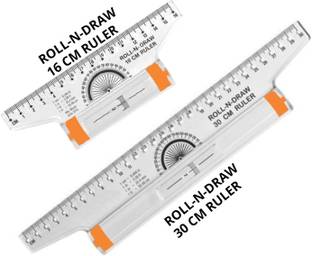 Upyukat Roll N Draw Scale Set-1 PC Plastic Roll N Draw Ruler (16cm) and 1 PC Plastic Roll N Draw Ruler (30 cm) Scale/ Ruler Very Useful to Architect, Engineering Students, Other students, Office Employee (Set of 2) Ruler