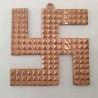 White Aura Vastu Store Copper Swastik Vastu Pyramid - 9 Inch Decorative Showpiece  -  30.48 cm