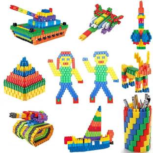 TechHark 200+ PCS Creative Bullets Shaped Stem Building Blocks Toy Set For Kids (Made In India)