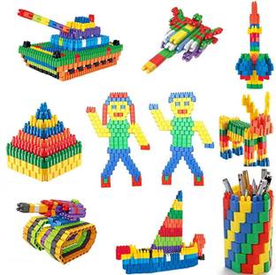 TechHark 200+ PCS Creative Bullets Shaped Stem Building Blocks Toy Set For Kids (Made In India)