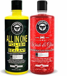 FOXCARE Liquid Car Polish for Exterior, Dashboard, Tyres, Metal Parts, Leather, Chrome Accent, Headlight