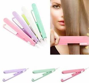 SEAVOKES Professional Mini Straightener with Plastic Container Small Lightweight Professional Mini Straightener with Plastic Container Small Lightweight Portable Flat Iron Heating Curler Beauty Quick & Easy Hair Styling for Women Men with Ceramic Plate Hair Straightener (Multicolor) Hair Straightener