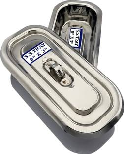 AMAZECARE 8x3 Stainless Steel Medical Reusable Instrument Tray With Lid Reusable Medical Tray