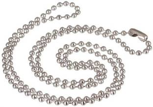 Uniqon Men's And Women's Solid Metal Silver Plated 60cm Length 2.4mm Width Long Thick Pendant Locket Stainless Steel Necklace Ball Chain Sterling Silver Plated Metal Chain