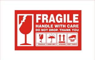 True-Ally Fragile "Handle With Care " Label Self Adhesive Gumming Paper Sticker, Red, Size 11 x 7 cm , Combo Set of 100 Labels Self-adhesive Paper Label