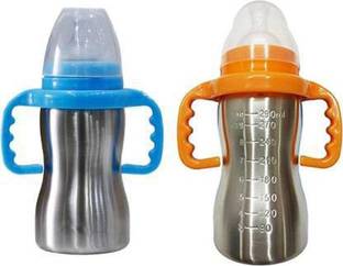 CHILD CHIC Thermal Insulation Stainless Steel Baby Feeding Bottle -290 ml PACK OF 2 (ORANGE AND BLUE ) - 290 ml