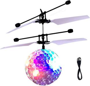Kidzy premium quality exceed induction FLYING BALL TOY & palm UFO & mini UAV with hand infrared SENSOR control for UP & DOWN like helicopter toy & folding BLADES & COLOURFUL DISCO LIGHT under KIDS entertainment with fun