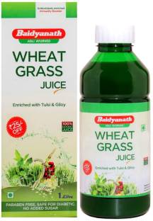 Baidyanath Wheat Grass Juice 1 Liter Enriched With Tulsi & Giloy Paraben Free, Safe for Diabetic, No Added Sugur