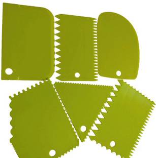 JAMBOREE 6Pcs Sawtooth shaped Cake Cream Scrapers comb Butter Knife Kitchen Plastic Dough Cutter Dough Scraper DIY Baking Pastry Tool Baking Comb
