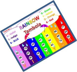 Tambola Tickets Rainbow Monsoon Theme (27 Cards , Printed on Hardsheet ) Board Game Accessories